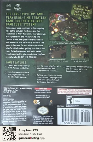 Army Men: RTS Nintendo GameCube, NTSC box back