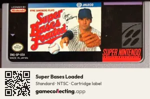 Super Bases Loaded Super Nintendo Entertainment System, NTSC cartridge label