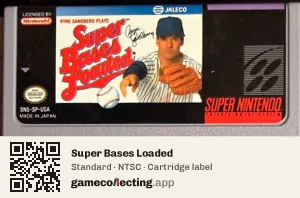 Super Bases Loaded Super Nintendo Entertainment System, NTSC cartridge label