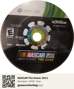 NASCAR The Game: 2011 Xbox 360, NTSC disc
