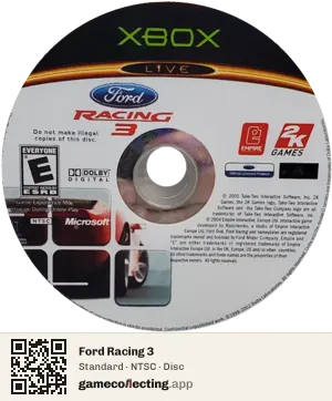 Ford Racing 3 Xbox, NTSC disc