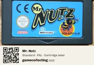 Mr. Nutz Game Boy Advance, PAL cartridge label