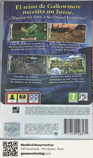 MediEvil Resurrection PlayStation Portable, Spain box back