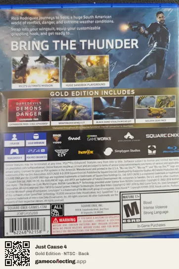 Just Cause 4 PlayStation 4, NTSC box back