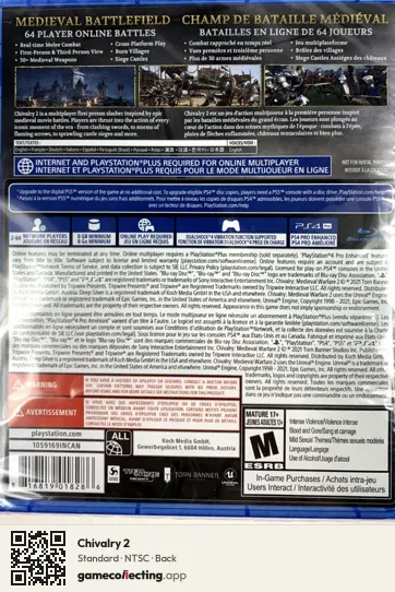 Chivalry 2 PlayStation 4, NTSC box back