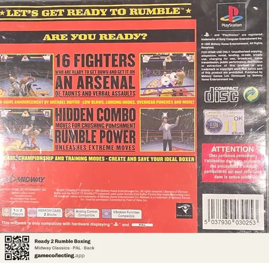 Ready 2 Rumble Boxing PlayStation, PAL box back