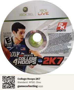 College Hoops 2K7 Xbox 360, NTSC disc