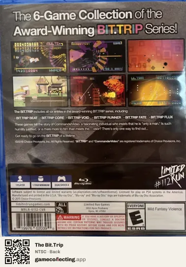 The Bit.Trip PlayStation 4, NTSC box back