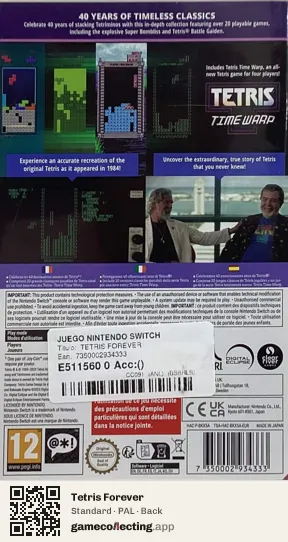 Tetris Forever Nintendo Switch, PAL box back