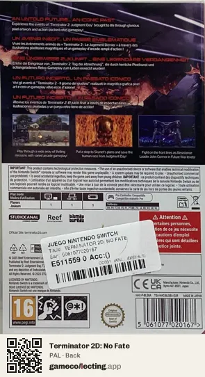 Terminator 2D: No Fate Nintendo Switch, PAL box back