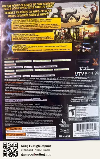 Kung Fu High Impact Xbox 360, NTSC box back