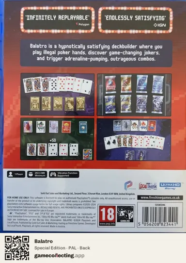 Balatro PlayStation 5, PAL box back