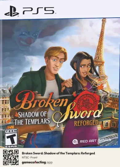 Broken Sword: Shadow of the Templars: Reforged PlayStation 5, NTSC box front