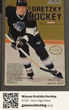 Wayne Gretzky Hockey Nintendo Entertainment System, NTSC cartridge label