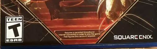 Babylon's Fall, the ESRB box on its front