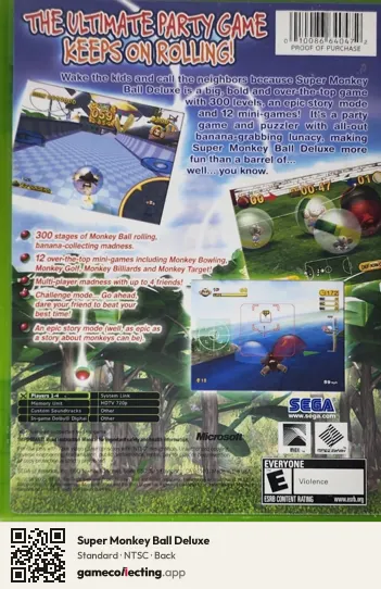 Super Monkey Ball Deluxe Xbox, NTSC box back