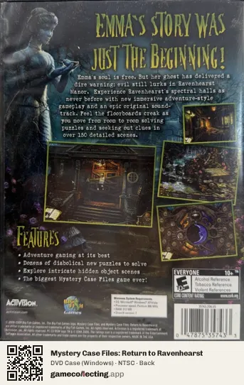 Mystery Case Files: Return to Ravenhearst Computer, NTSC box back
