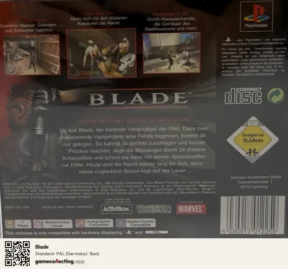 Blade PlayStation, Germany box back