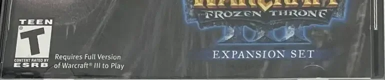 Warcraft III: The Frozen Throne, the ESRB box on its front