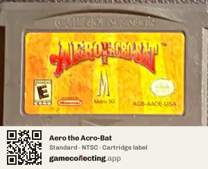 Aero the Acro-Bat Game Boy Advance, NTSC cartridge label