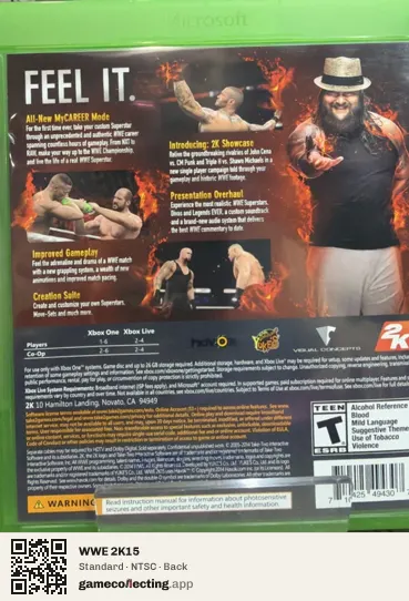 WWE 2K15 Xbox One, NTSC box back
