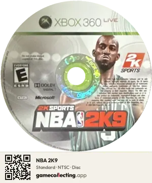 NBA 2K9 Xbox 360, NTSC disc