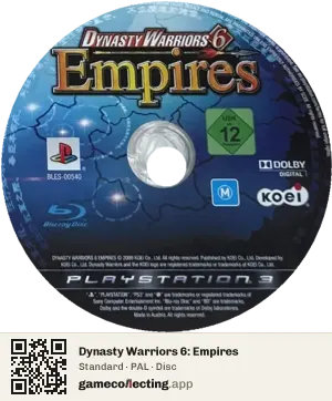 Dynasty Warriors 6: Empires PlayStation 3, PAL disc