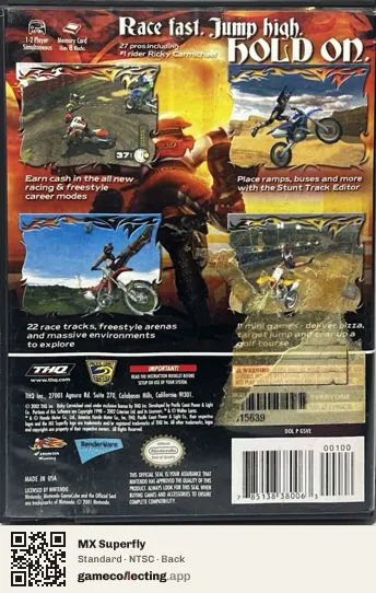 MX Superfly Nintendo GameCube, NTSC box back