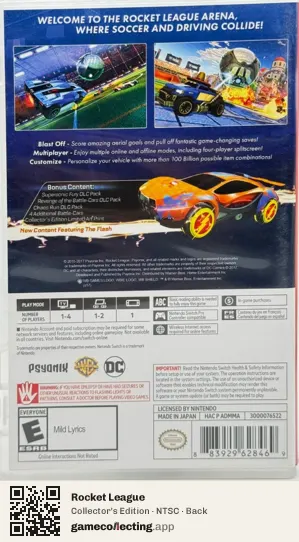 Rocket League Nintendo Switch, NTSC box back