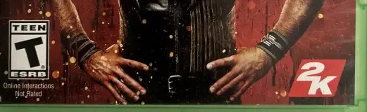 WWE 2K18, the ESRB box on its front