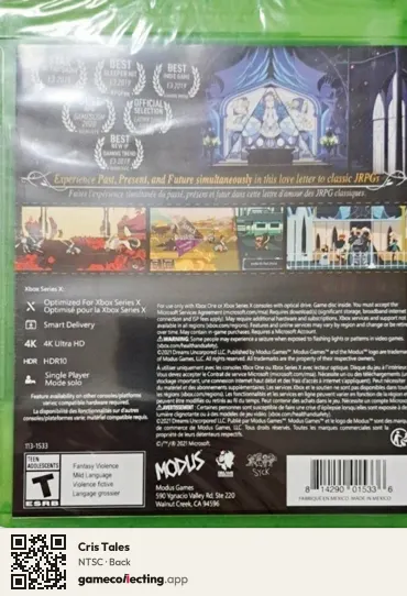 Cris Tales Xbox Series X, NTSC box back