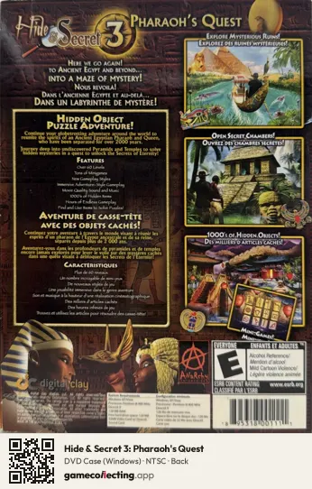 Hide & Secret 3: Pharaoh's Quest Computer, NTSC box back