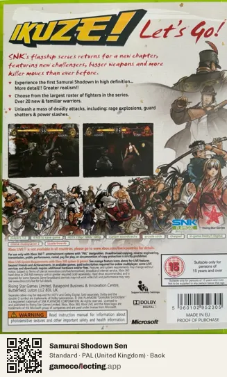 Samurai Shodown Sen Xbox 360, United Kingdom box back