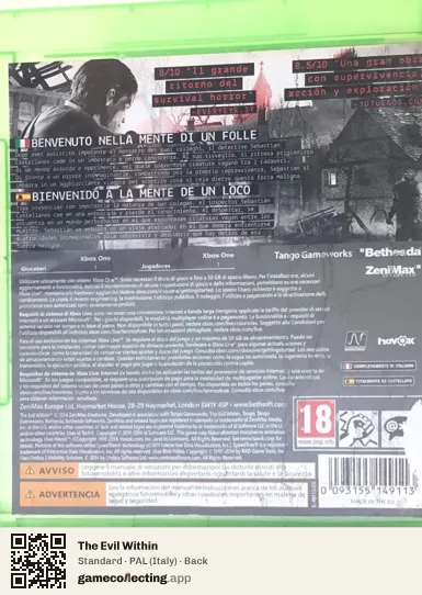 The Evil Within Xbox One, Italy box back