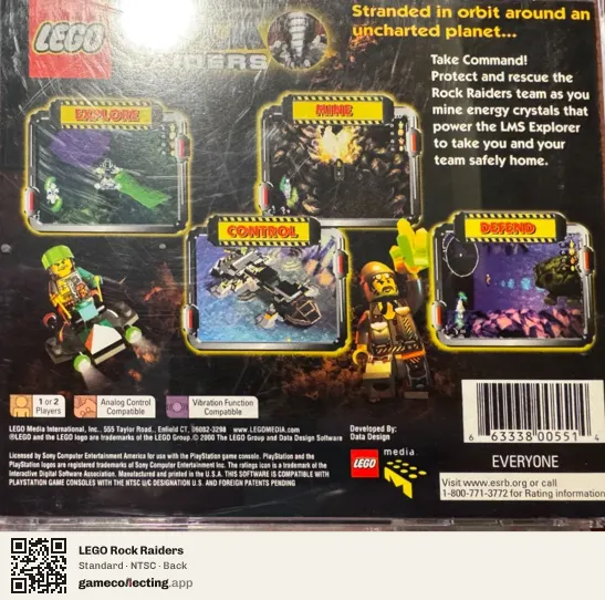 LEGO Rock Raiders PlayStation, NTSC box back