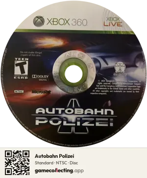 Autobahn Polizei Xbox 360, NTSC disc