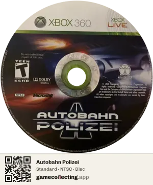 Autobahn Polizei Xbox 360, NTSC disc