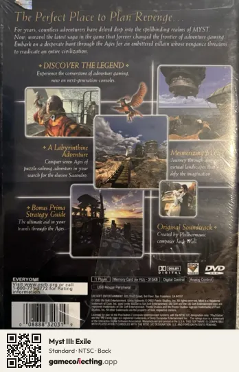 Myst III: Exile PlayStation 2, NTSC box back
