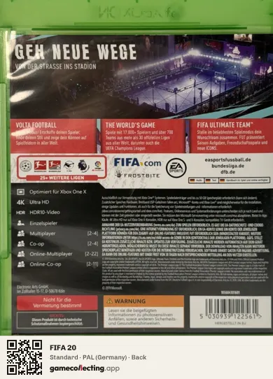 FIFA 20 Xbox One, Germany box back