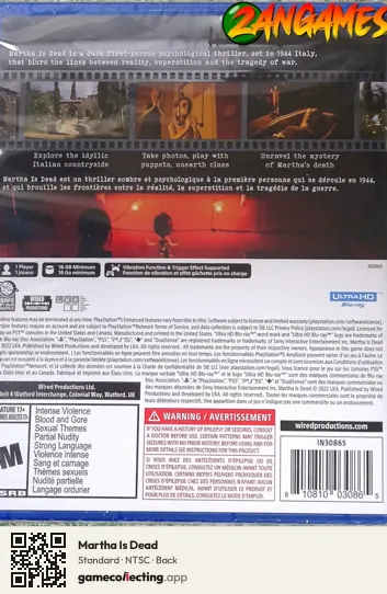 Martha Is Dead PlayStation 5, NTSC box back