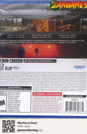 Martha Is Dead PlayStation 5, NTSC box back