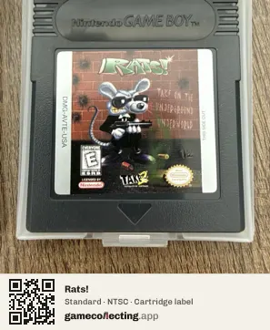 Rats! Game Boy Color, NTSC cartridge label