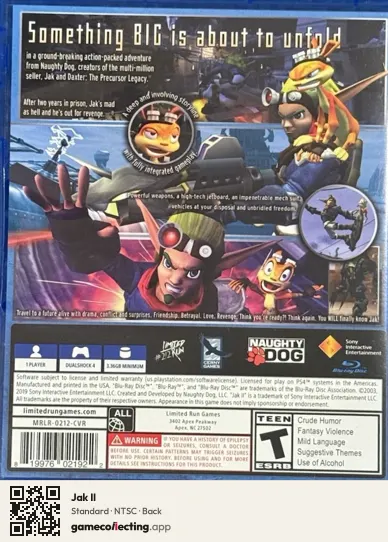 Jak II PlayStation 4, NTSC box back