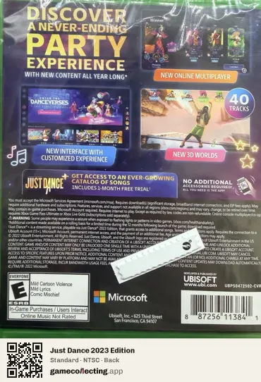 Just Dance 2023 Edition Xbox Series X, NTSC box back