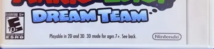 Mario & Luigi: Dream Team, the ESRB box on its front