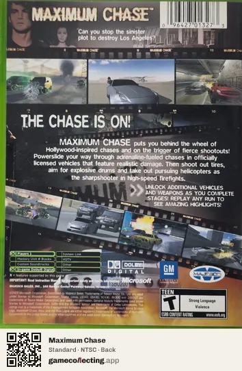 Maximum Chase Xbox, NTSC box back