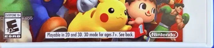 Super Smash Bros. for Nintendo 3DS, the ESRB box on its front