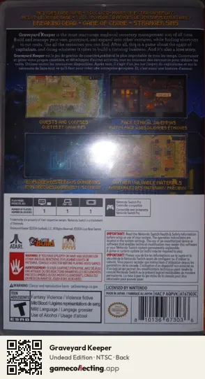 Graveyard Keeper Nintendo Switch, NTSC box back