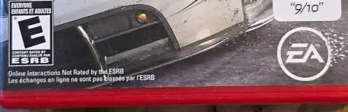 Need for Speed: Shift, the ESRB box on its front