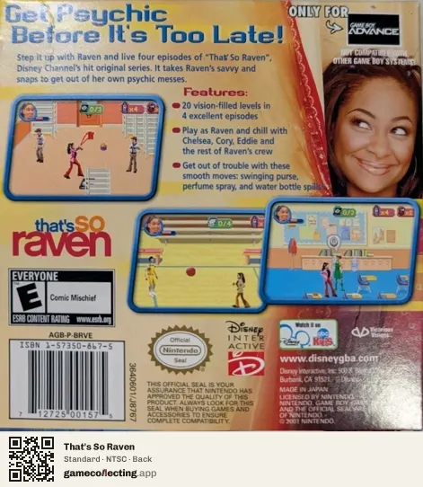 That's So Raven Game Boy Advance, NTSC box back